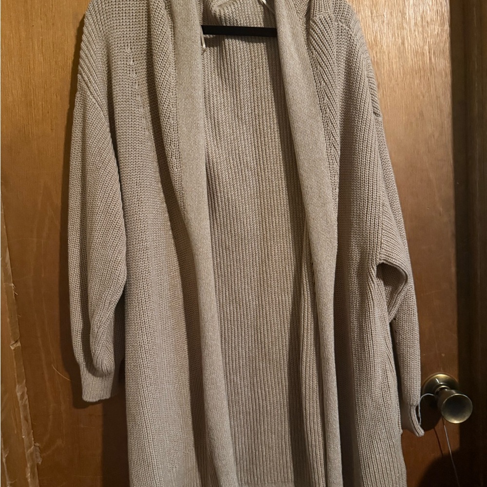 Gray Oversized Knit Cardigan Sweater